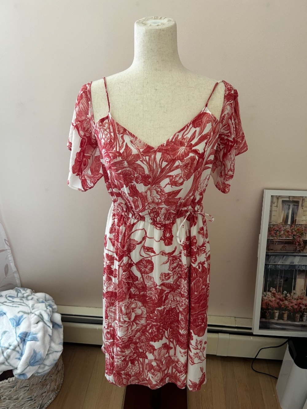 LOFT Pink and White floral dress